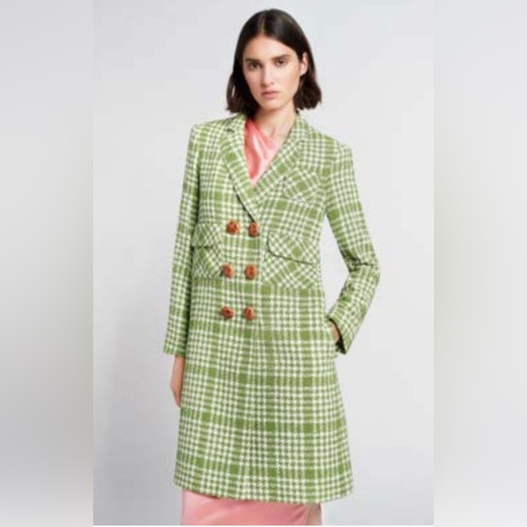 Smythe Jackets & Blazers - Smythe green white Fern Plaid double breasted coat